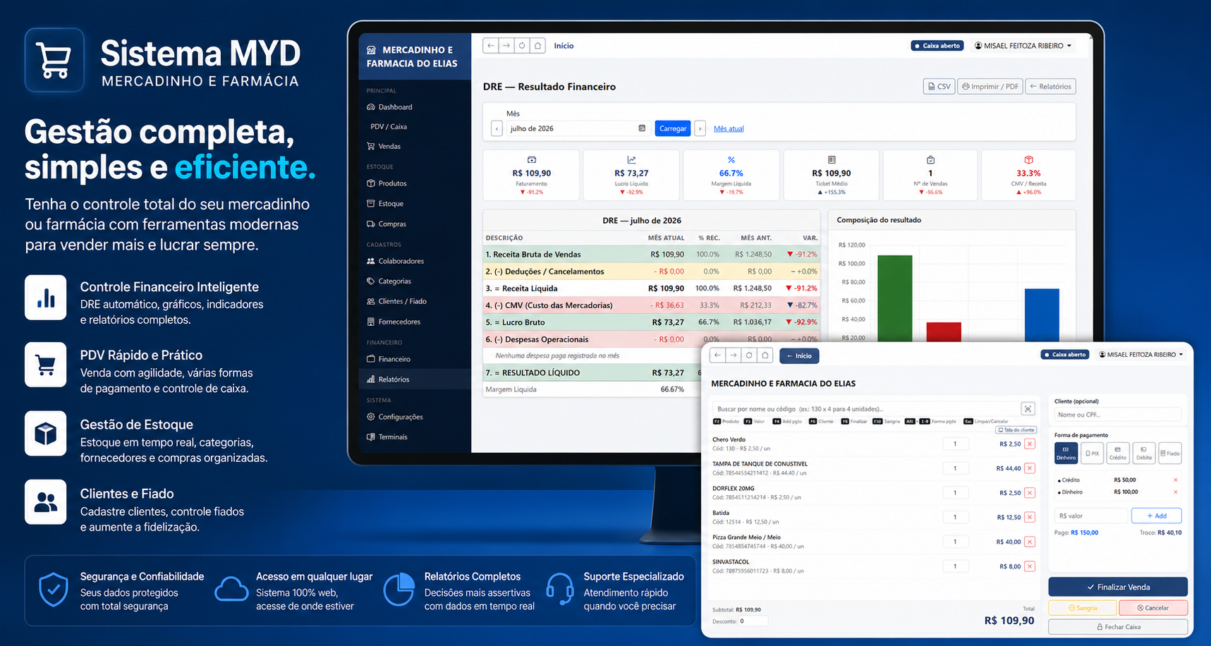 Sistema MYD — Mercadinho e Farmácia · Gestão completa